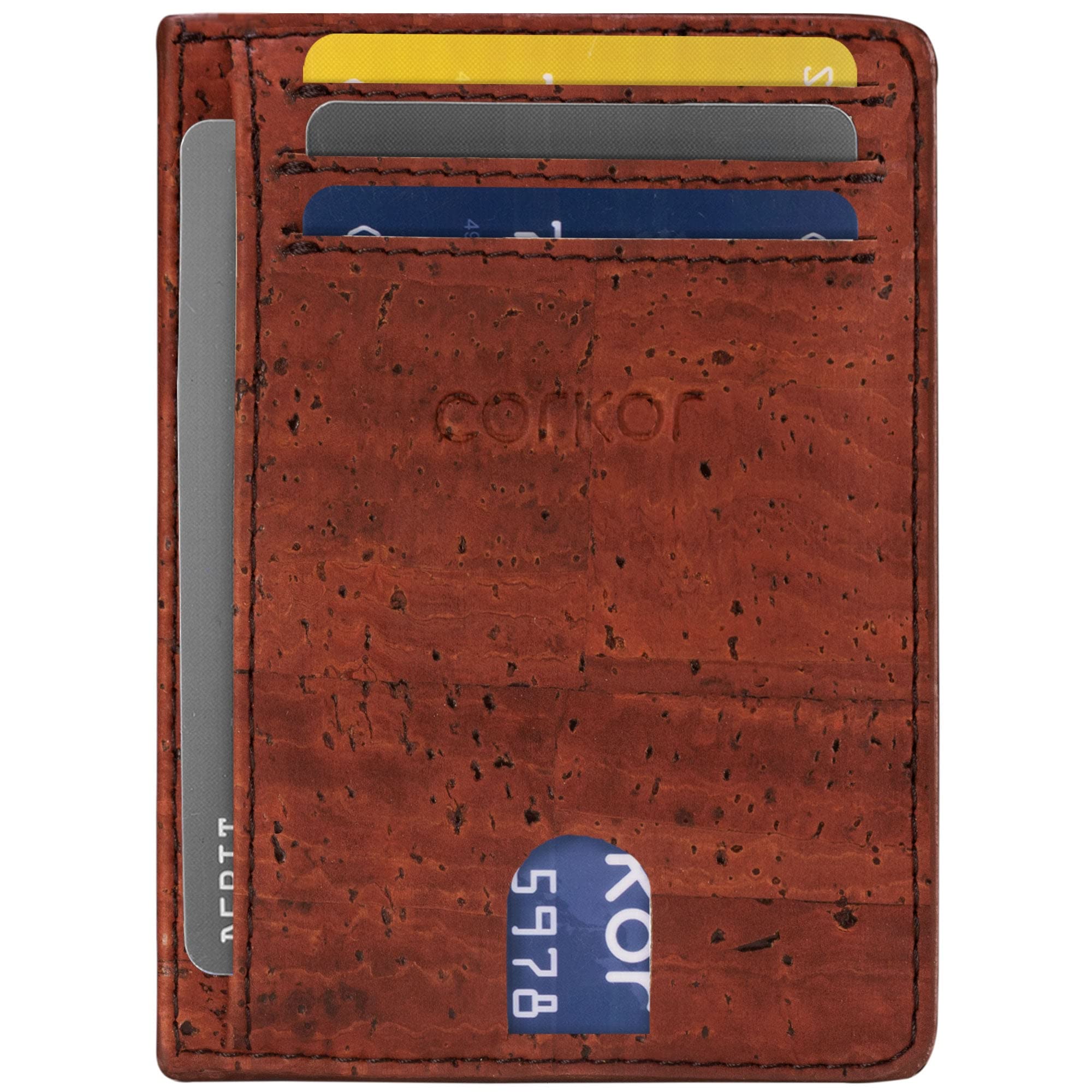 Corkor Wallets Portafoglio Uomo Sughero Rosso Sottile Vegan