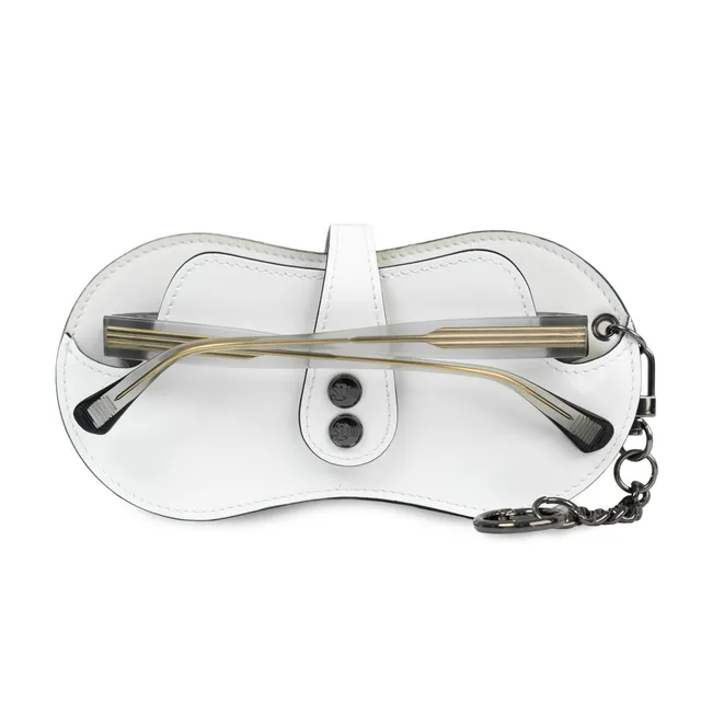 SLim Vision portaocchiali specchio bianco vera pelle