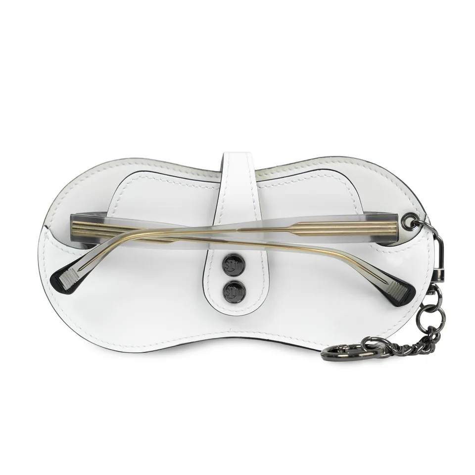 SLim Vision portaocchiali specchio bianco vera pelle