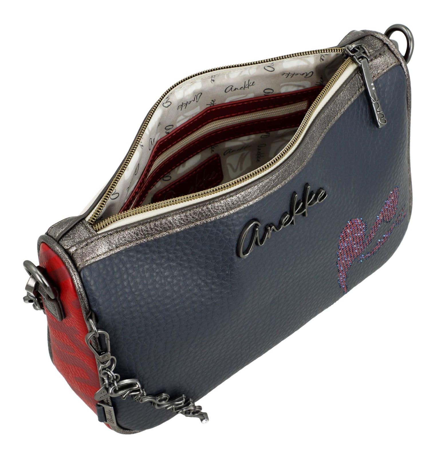 Anekke Essentials Borsa a Tracolla Blu Marino Stampa Fiori