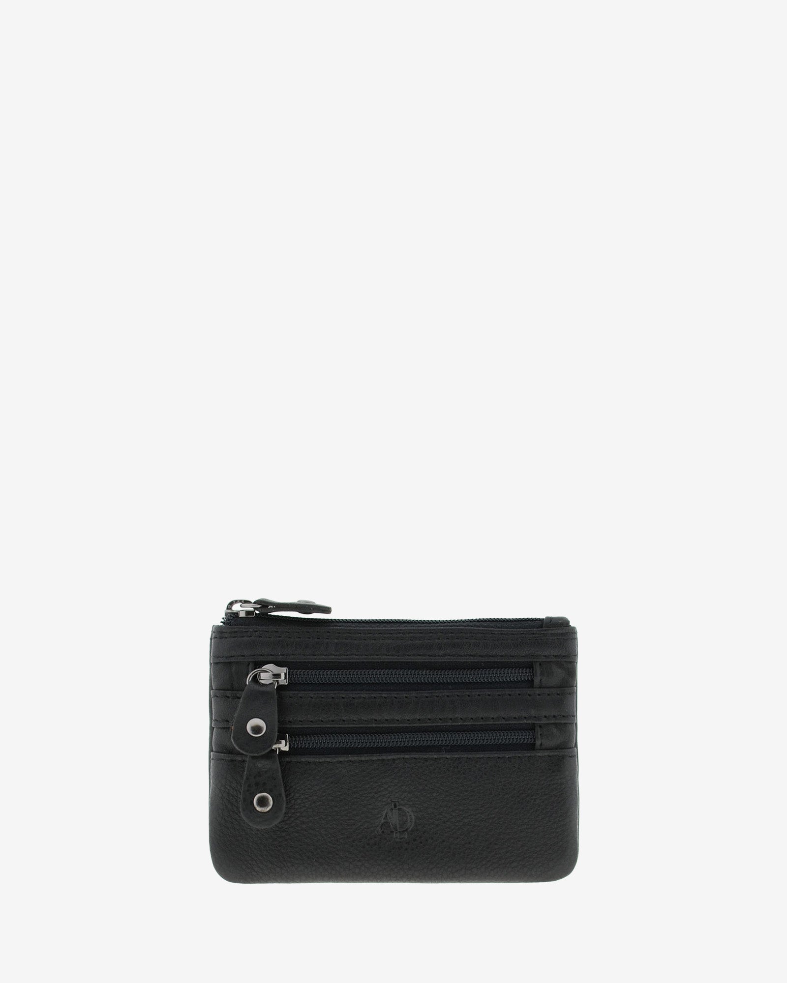 Adapell 8072 portamonete nero tripla cerniera pelle