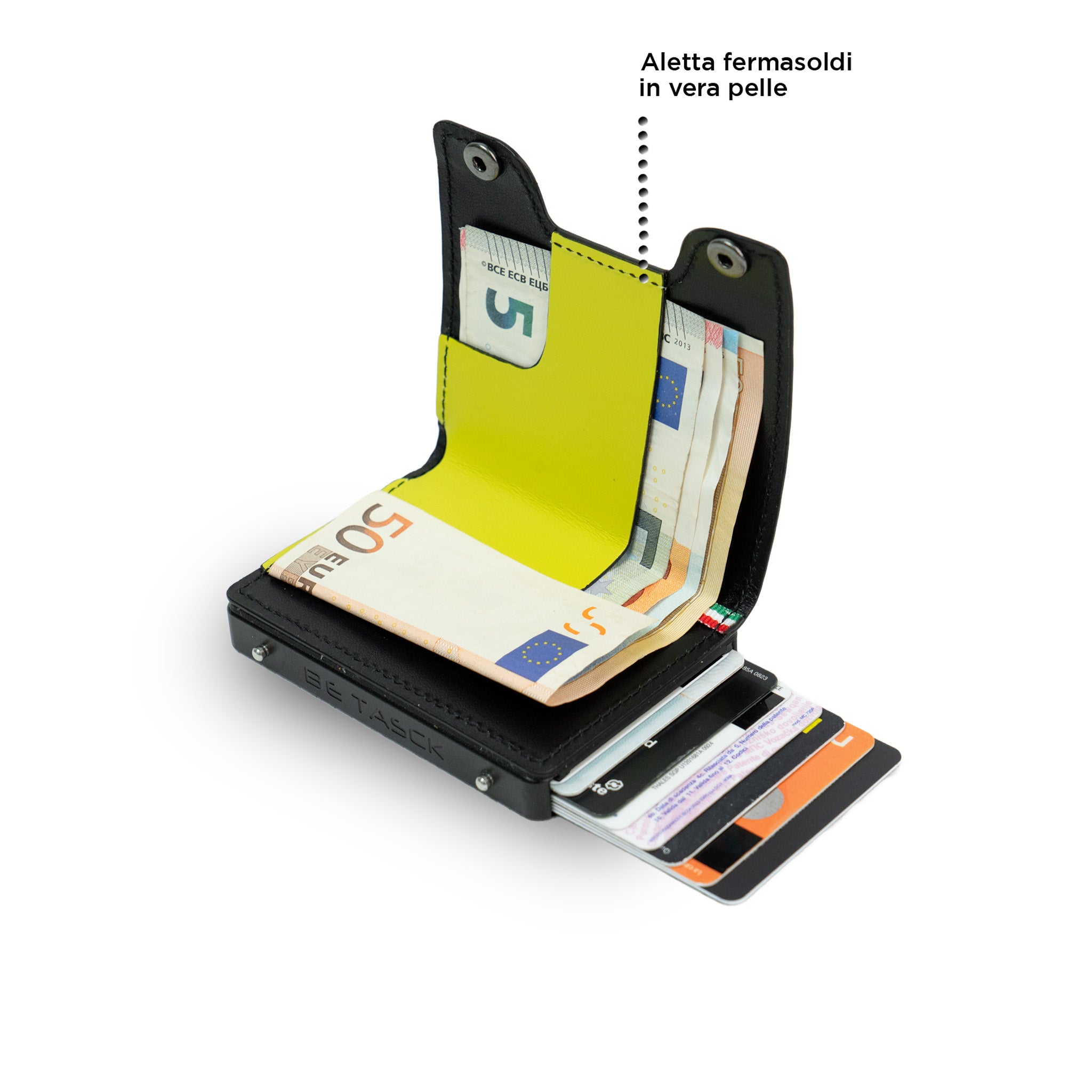 SLim Be Tasck portafoglio pelle liscia lime nero