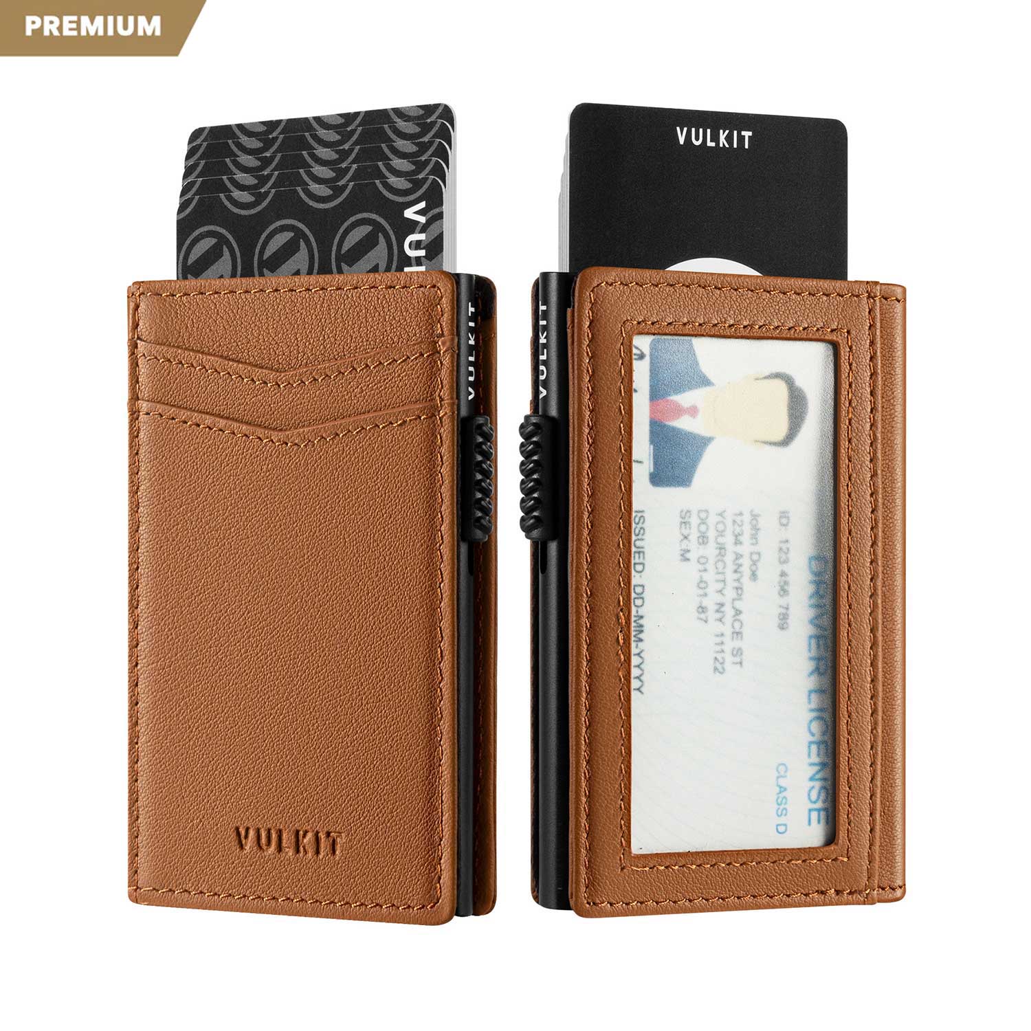 VULKIT Pop Up Wallet VC315P portafoglio marrone pelle RFID
