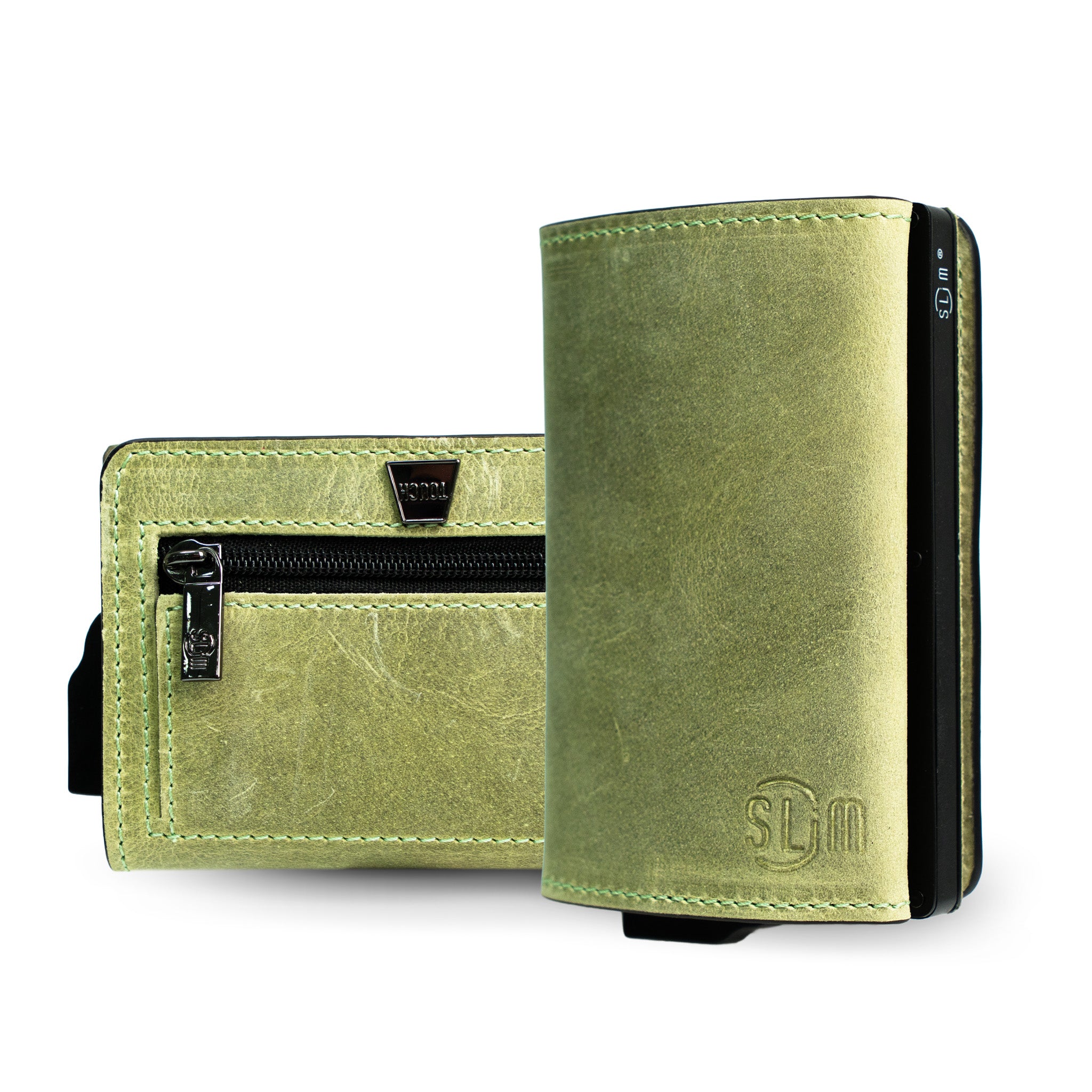 SLim Touch portafoglio pelle pistacchio RFID