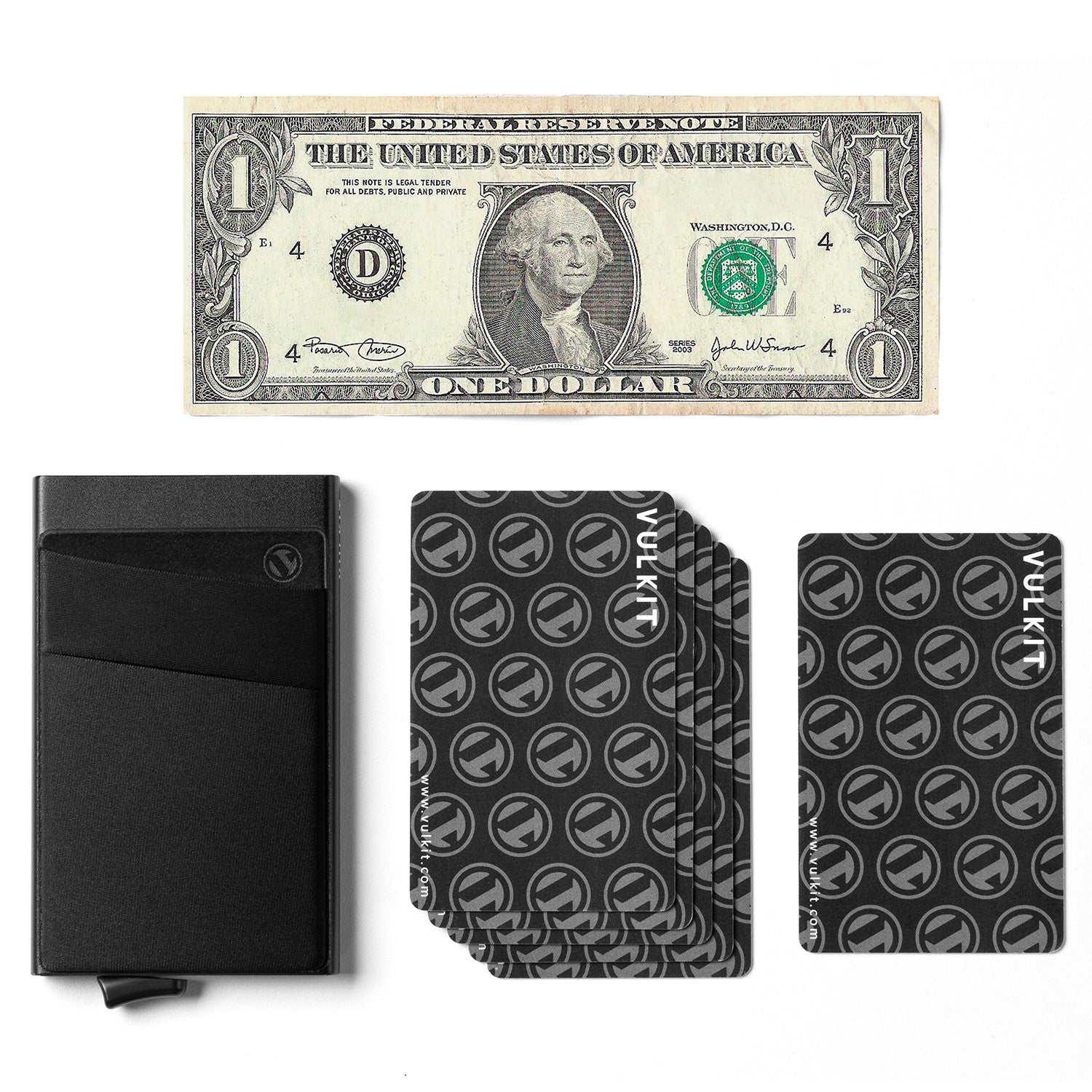VULKIT VC104 porta carte slim alluminio nero monete