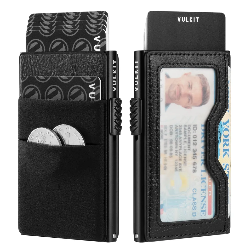 VULKIT Card Holders VC306 Portacarte Alluminio Slim Nero Velluto