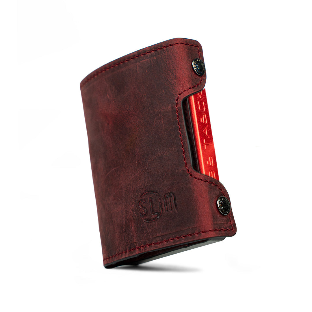 SLim Be Tasck Porta Carte Pelle Crazy Horse Rosso