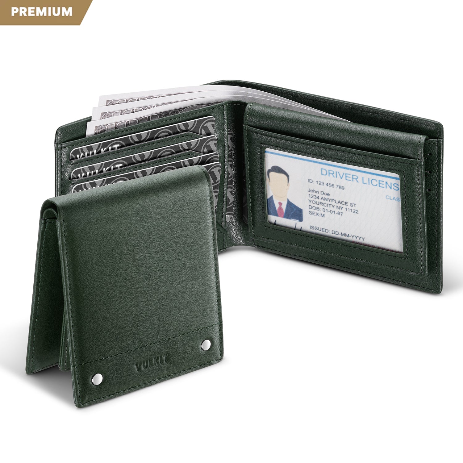 VULKIT VW119P portafoglio pelle nero bifold RFID