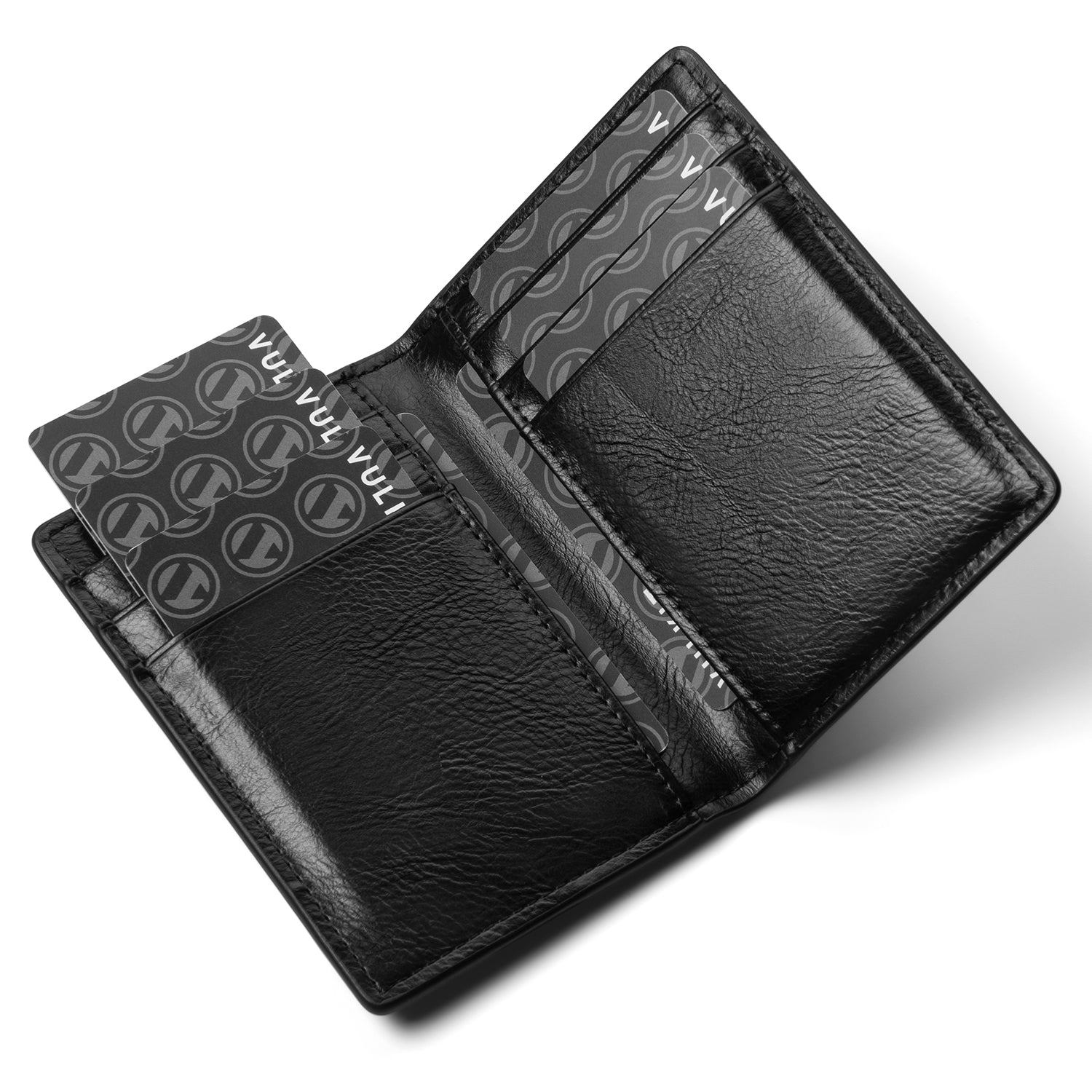 VULKIT VW100 portafoglio pelle nero bifold 10 carte