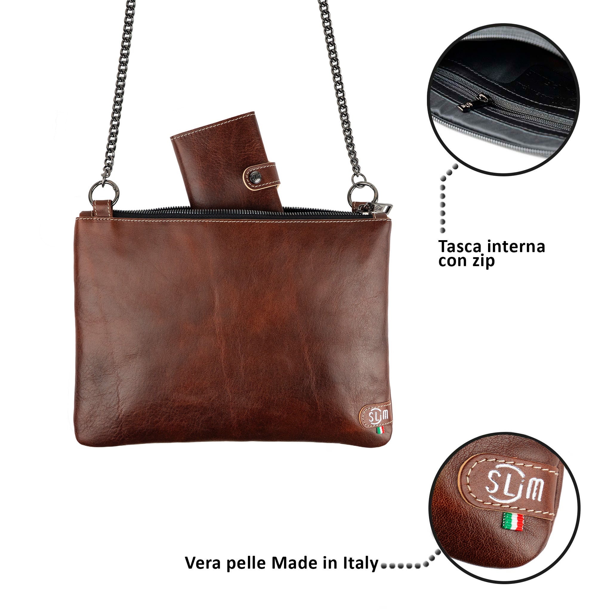 SLim Pochette Tracolla Vegetale pochette marrone 24 cm