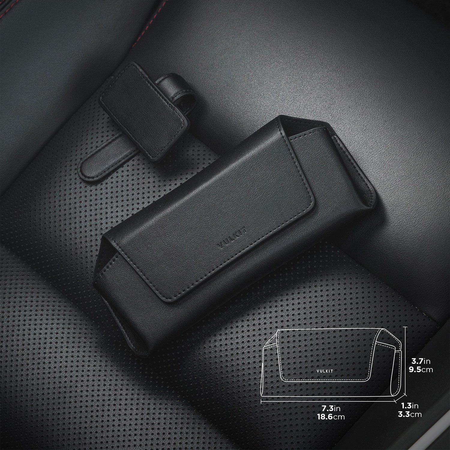 VULKIT VGP103 Portaocchiali Auto Pelle Nero Magnetico