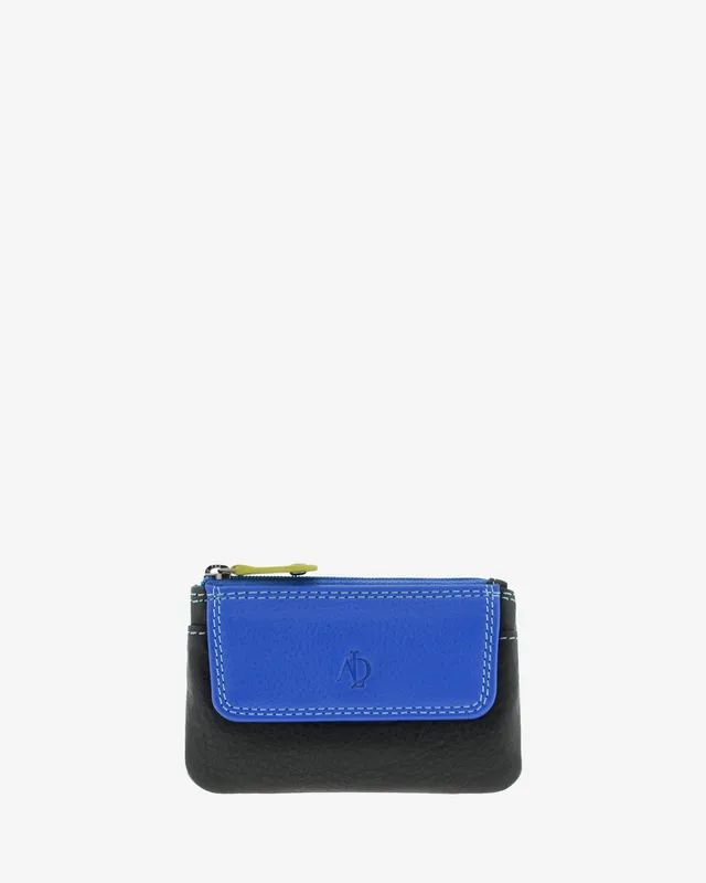 Adapell 8047 portamonete pelle nero doppia zip sottile