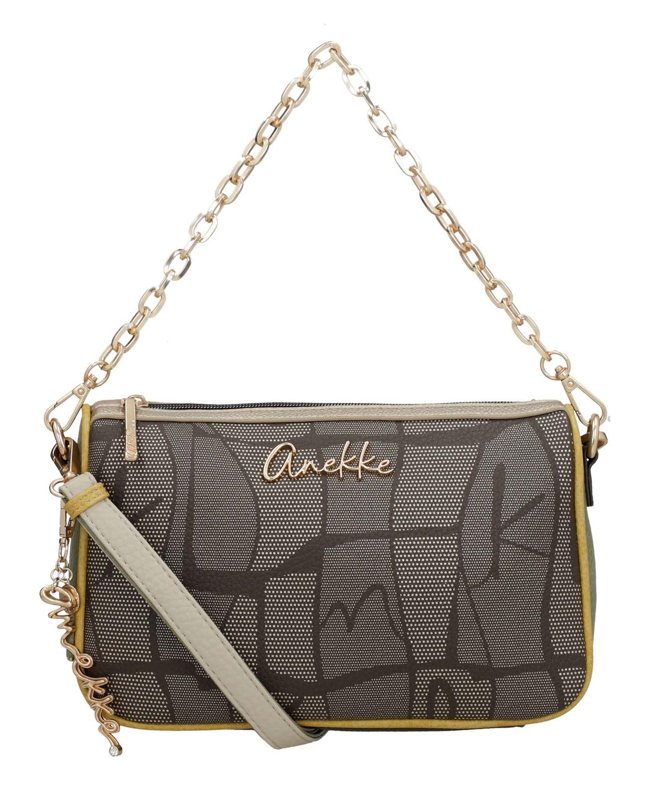 Anekke Essentials Borsa a Tracolla Marrone con Stampa