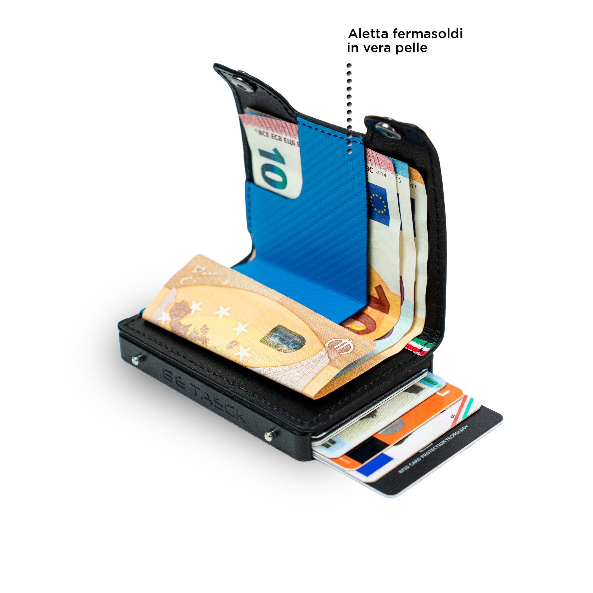 SLim Be Tasck Carbon Portafoglio Frame Azzurro compatto RFID
