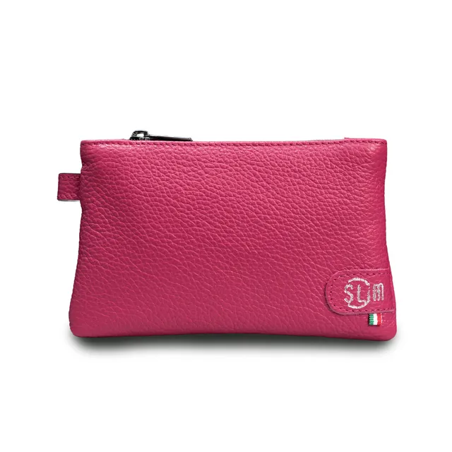 SLim Mini Pochette pochette pelle bottalato fucsia