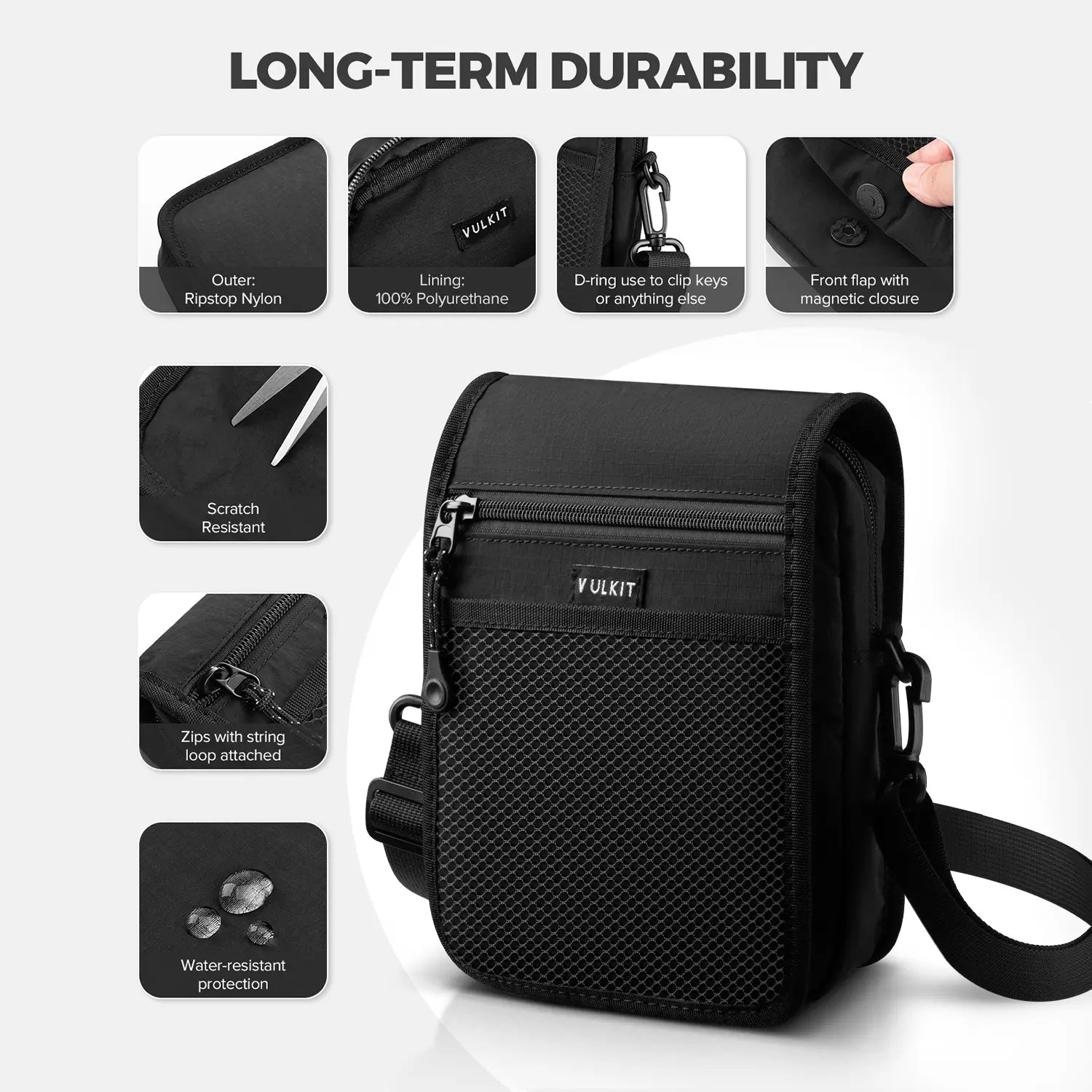 VULKIT Bags VB104 borsa messenger tracolla nera leggera