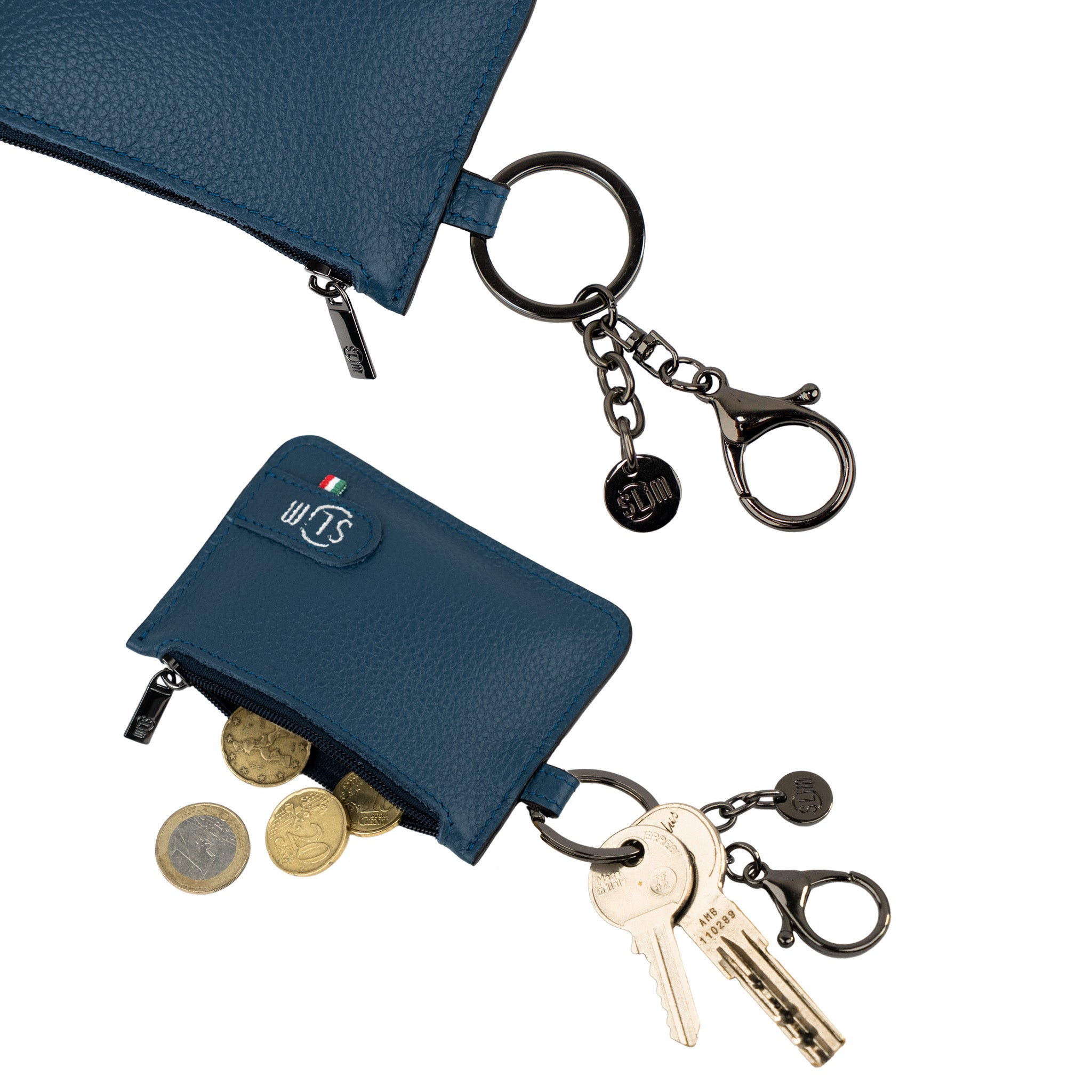 SLim Portachiavi Portamonete Bottalato Blu Navy