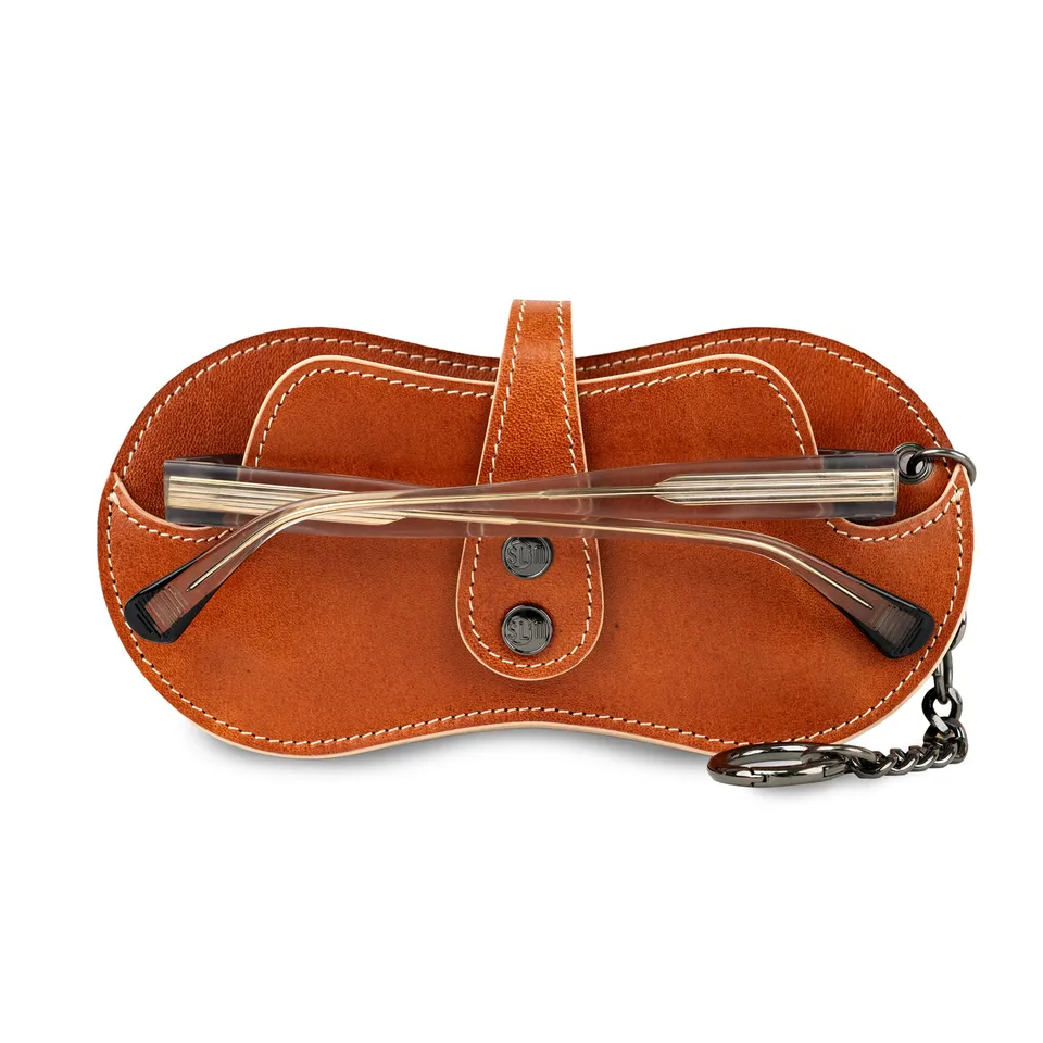 SLim Vision Portaocchiali Vera Pelle Cognac Concia Vegetale
