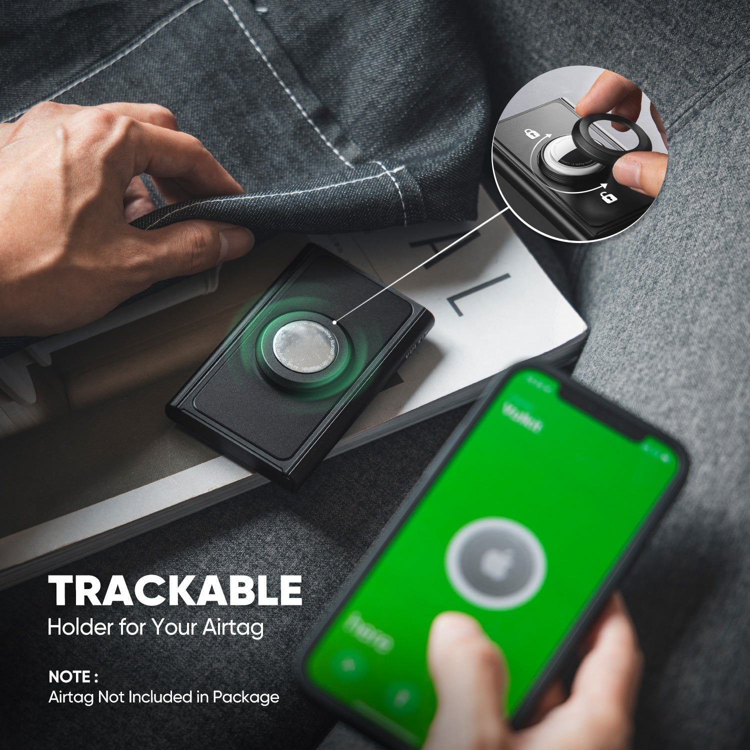 VULKIT VC500 portacarte alluminio nero RFID con AirTag