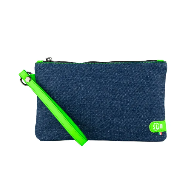 SLim Pochette Polsiera Jeans pochette pelle verde fluo 23 cm