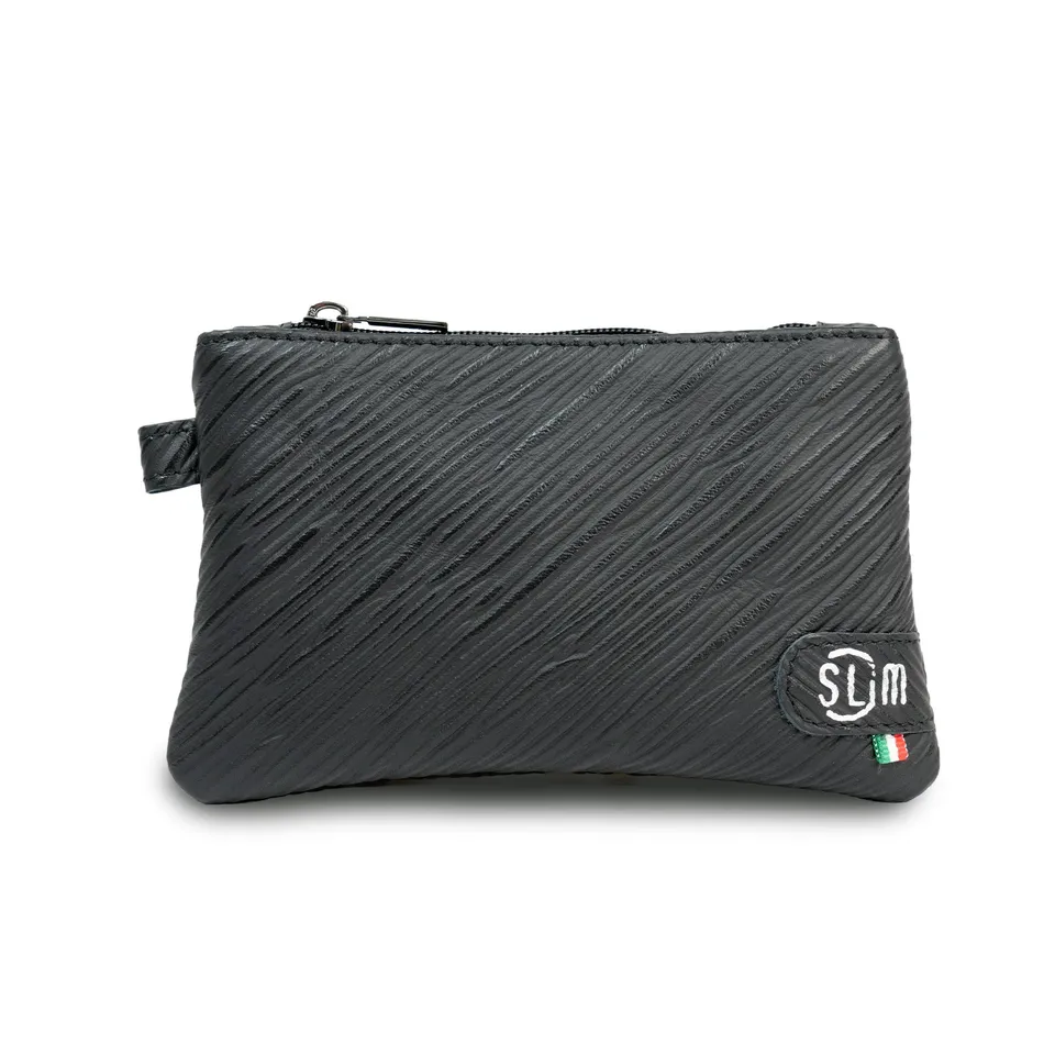 SLim Mini Pochette Epi Nero Vera Pelle