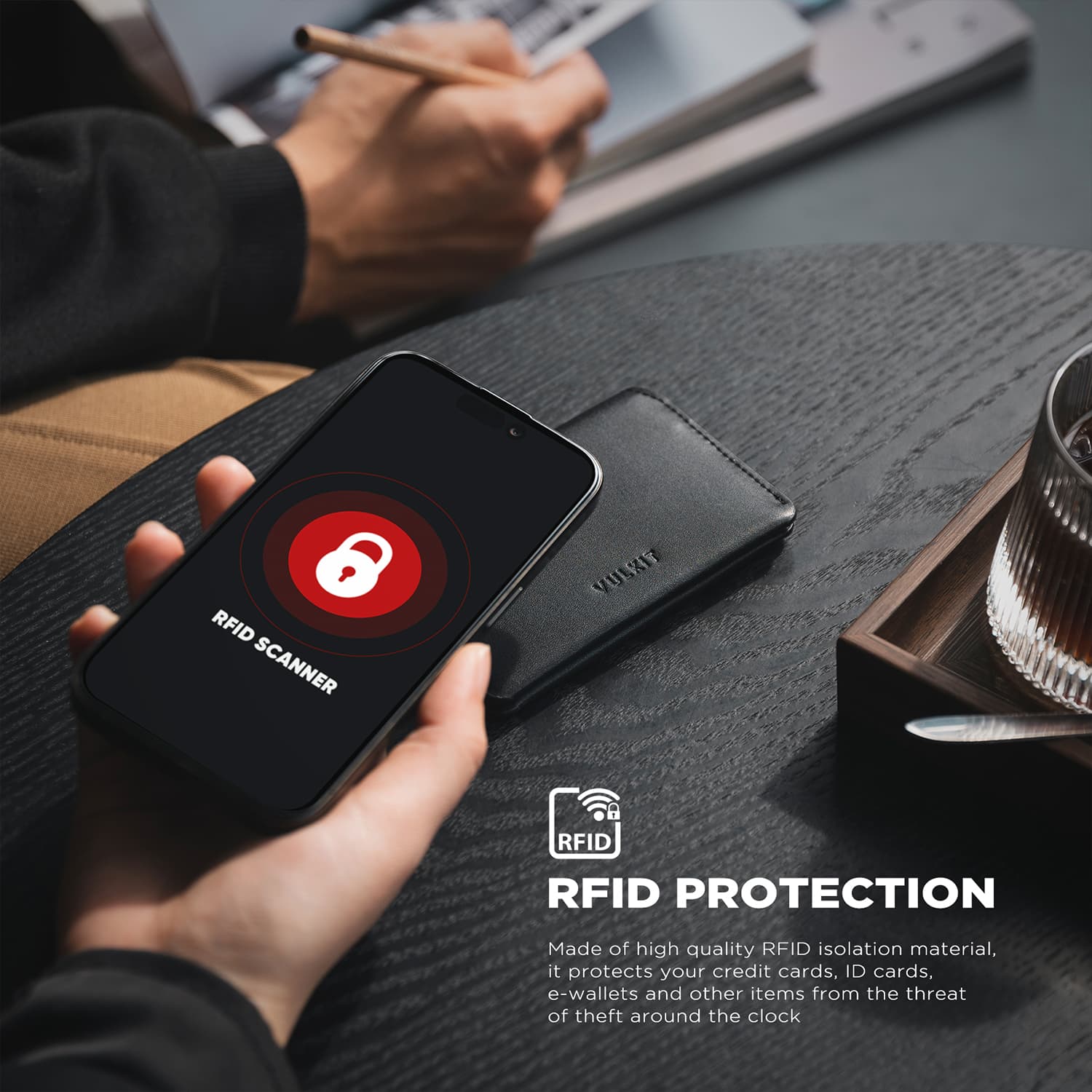 VULKIT VW122 Portacarte Pelle Nero RFID Slim