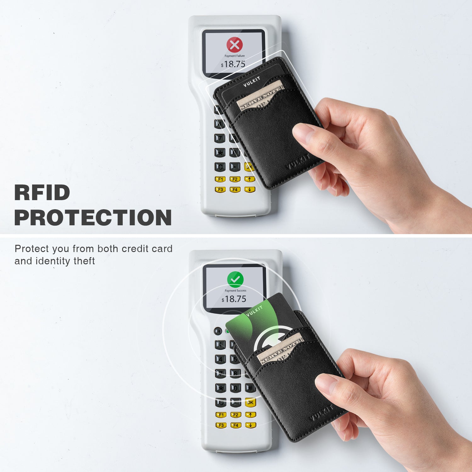 VULKIT VPA100 porta carte telefono pelle verde
