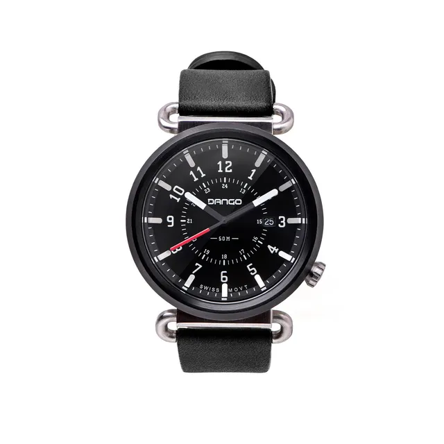 Dango Trek TK-01 orologio pelle italiana Jet Black 45mm