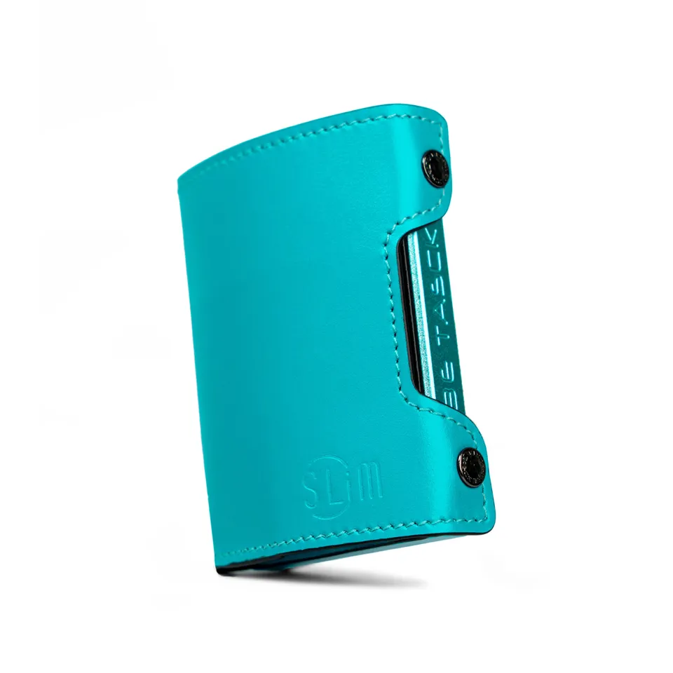SLim Be Tasck Portafoglio Pelle Liscia Turchese e Nero