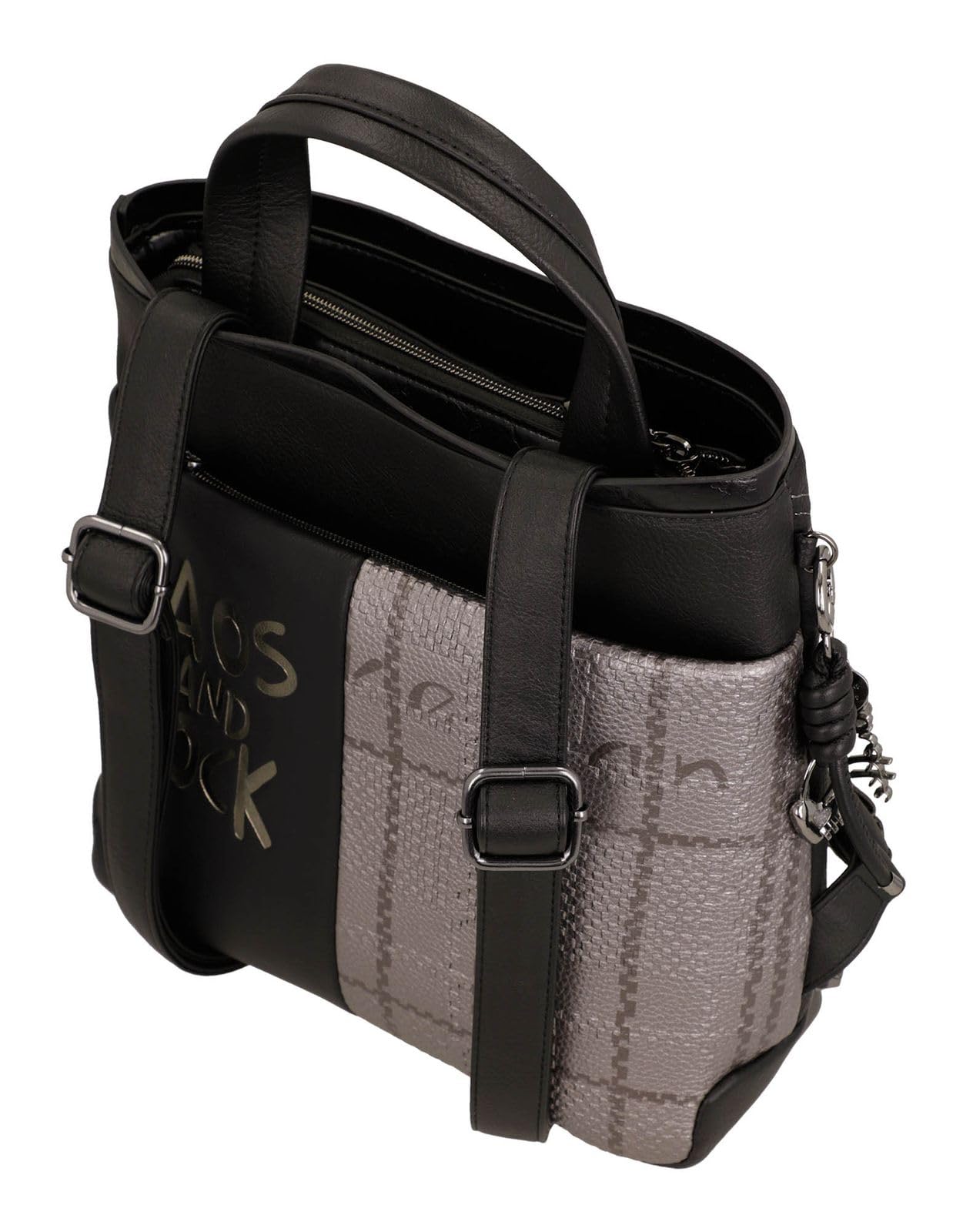 Anekke Iron Zaino Quadrato Nero con Tasche