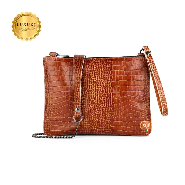 SLim Pochette Tracolla pochette pelle cocco cuoio 23x14 cm