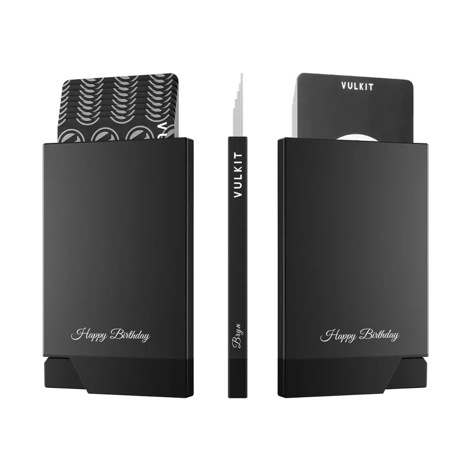 VULKIT servizio incisione laser personalizzata per wallet metallo