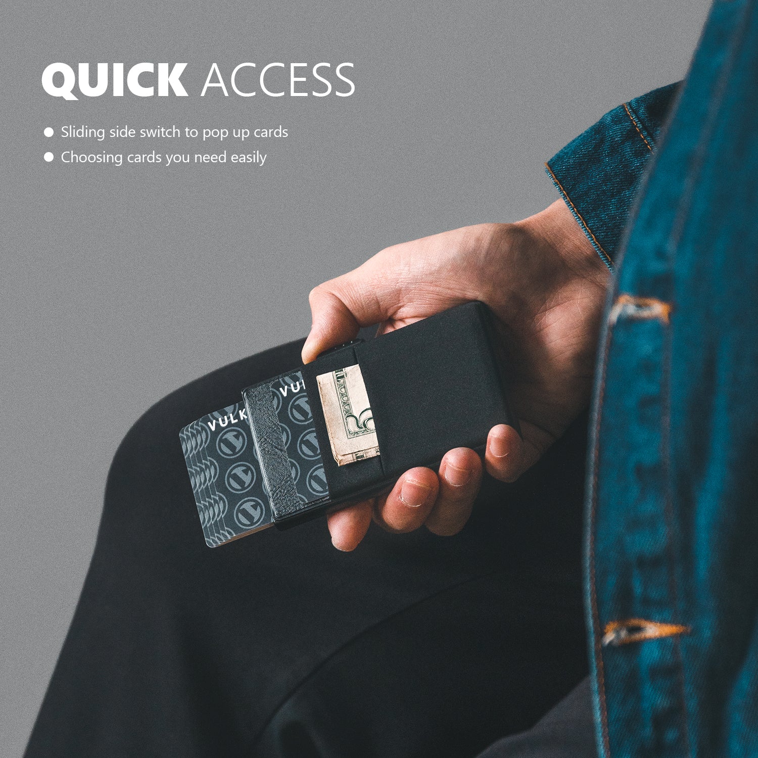 VULKIT Card Holders VC306 Portacarte Alluminio Slim Nero Velluto