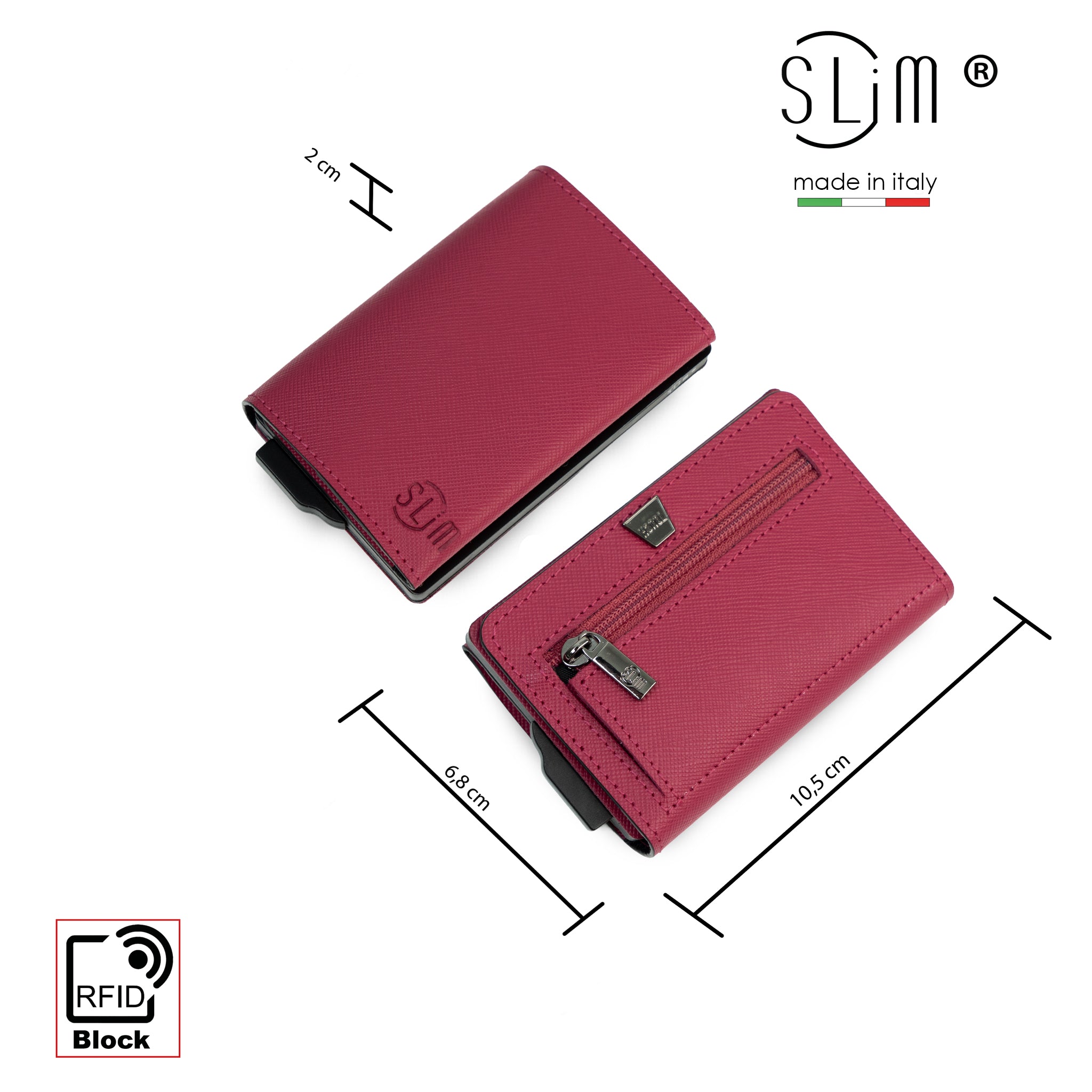 SLim Touch Portafoglio Saffiano Fucsia RFID