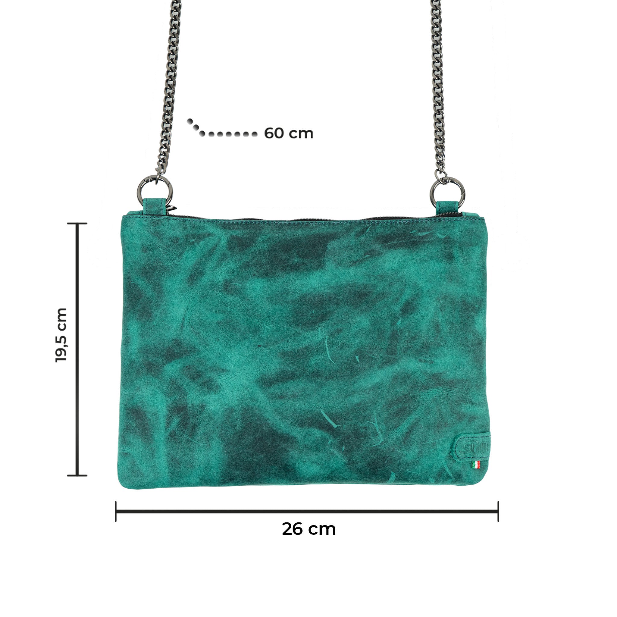 SLim Pochette Tracolla Pochette Pelle Crazy Acquamarina 23x14