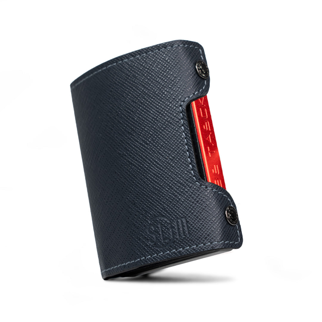 SLim Be Tasck portacarte saffiano blu frame nero