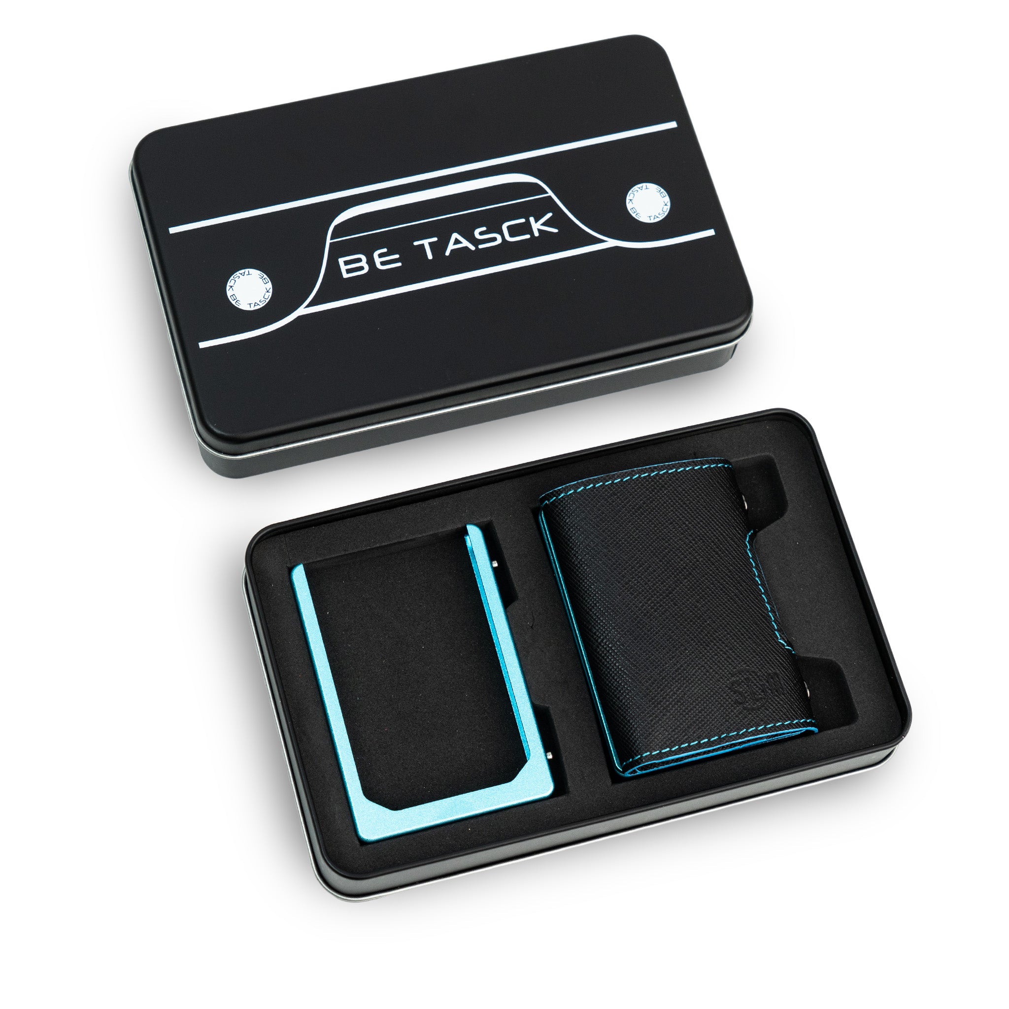 Be Tasck Portacarte Saffiano Nero e Azzurro