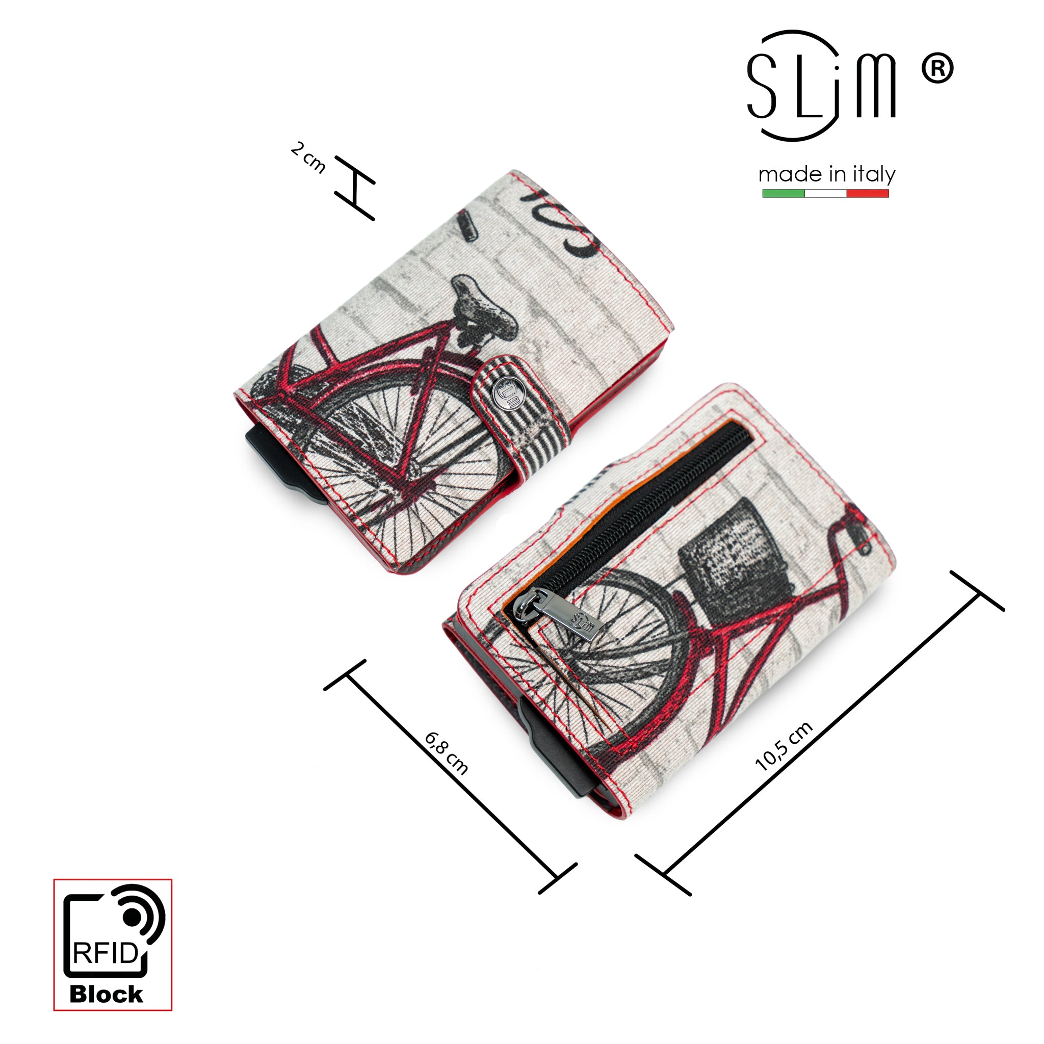 SLim Vera Pelle Dolce Vita Bici portafoglio Bici compatto RFID