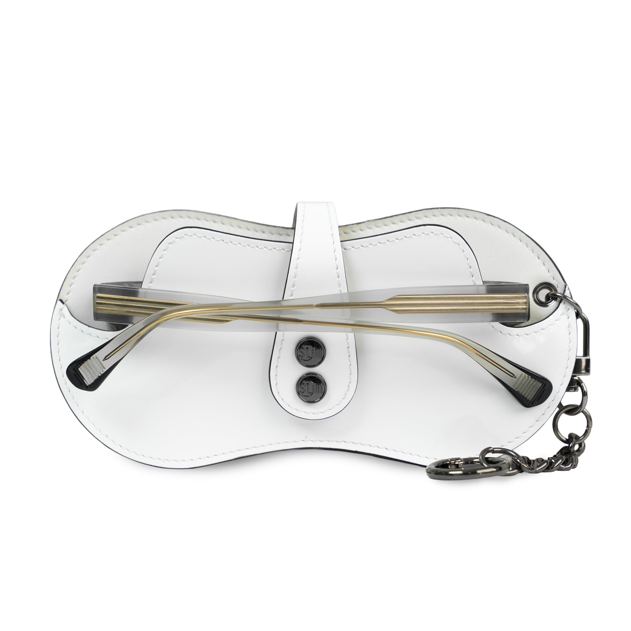 SLim Vision portaocchiali specchio bianco vera pelle