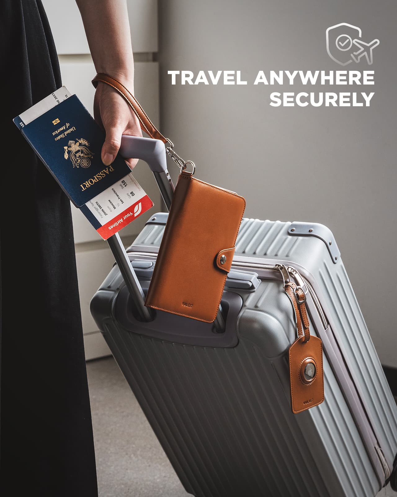 VULKIT Passport VPW108 Portafoglio Viaggio Blu Pelle RFID AirTag