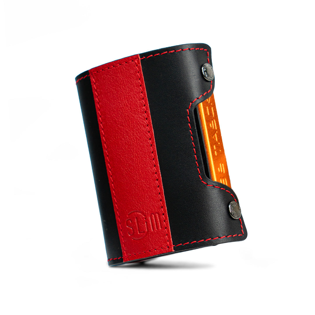 SLim Be Tasck Bicolor portafoglio compatto rossonero pelle