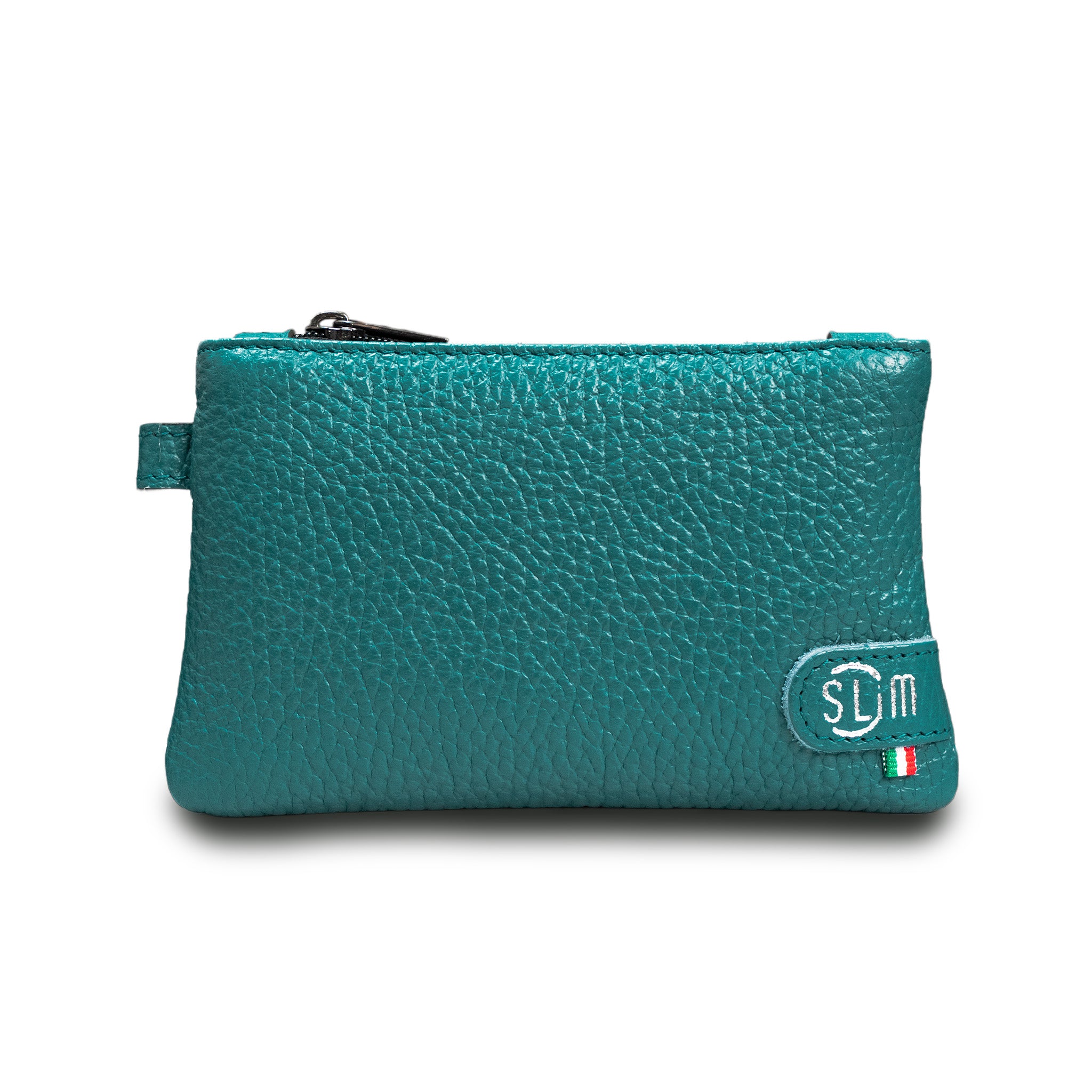 SLim Mini Pochette Pelle Bottalato Petrolio