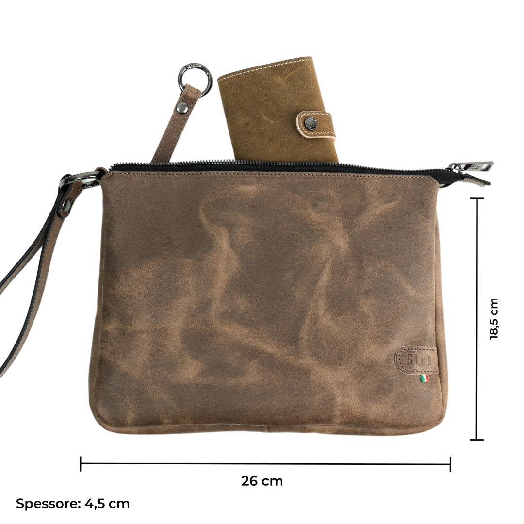 SLim Pochette Max Crazy Fango Pochette Pelle 25 cm