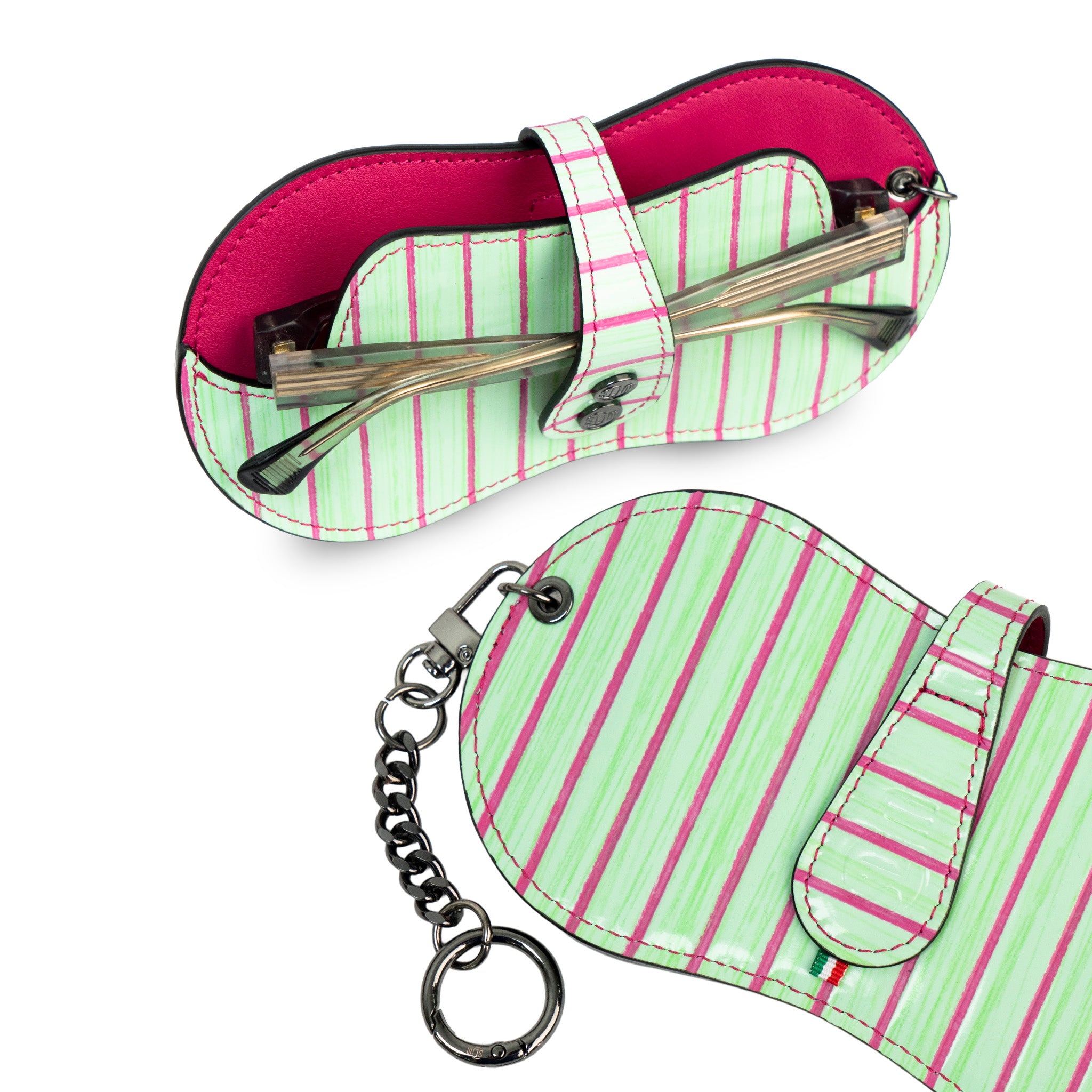 SLim Vision Lollipop Verde Fucsia portaocchiali pelle
