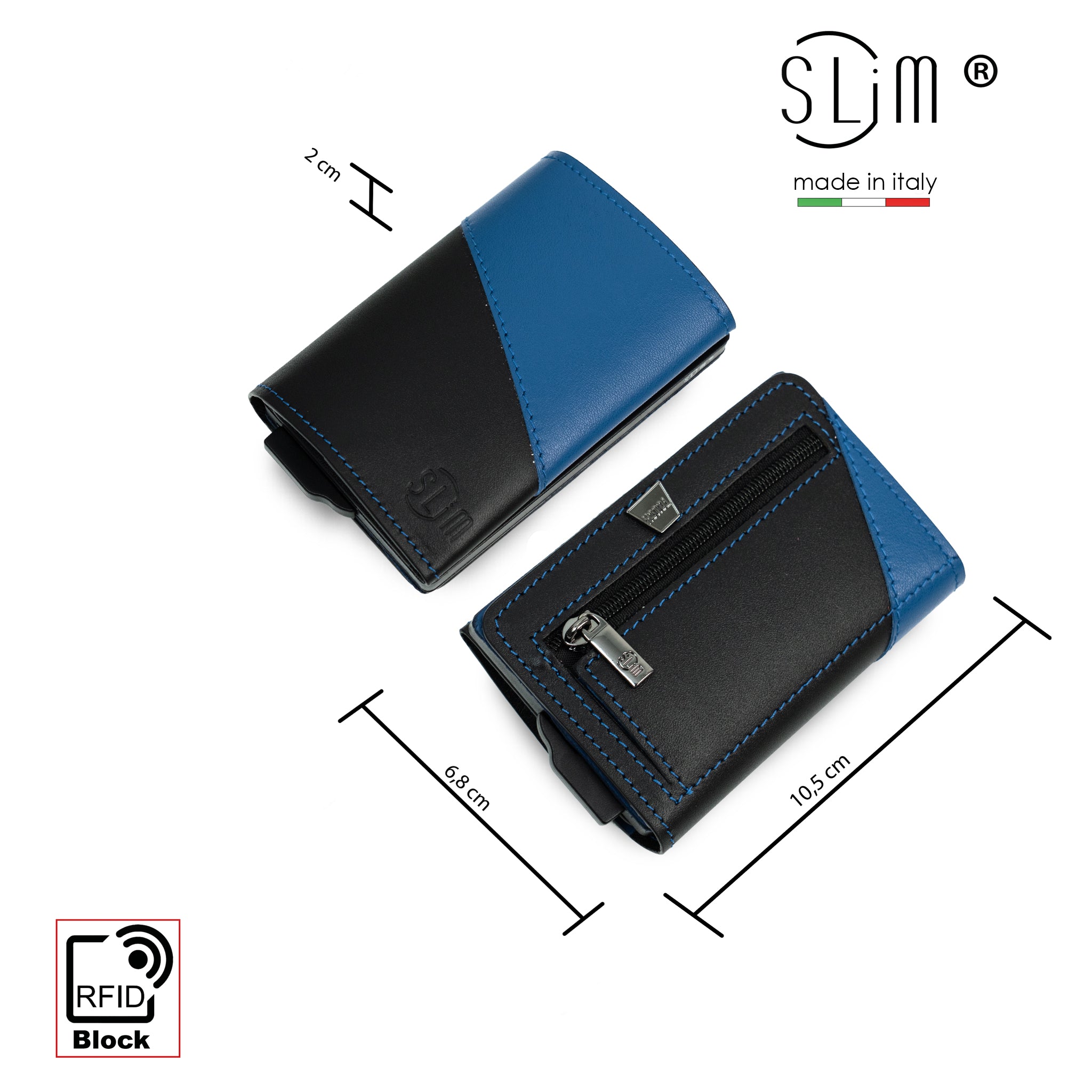 SLim Touch portafoglio bicolor neroazzurro RFID