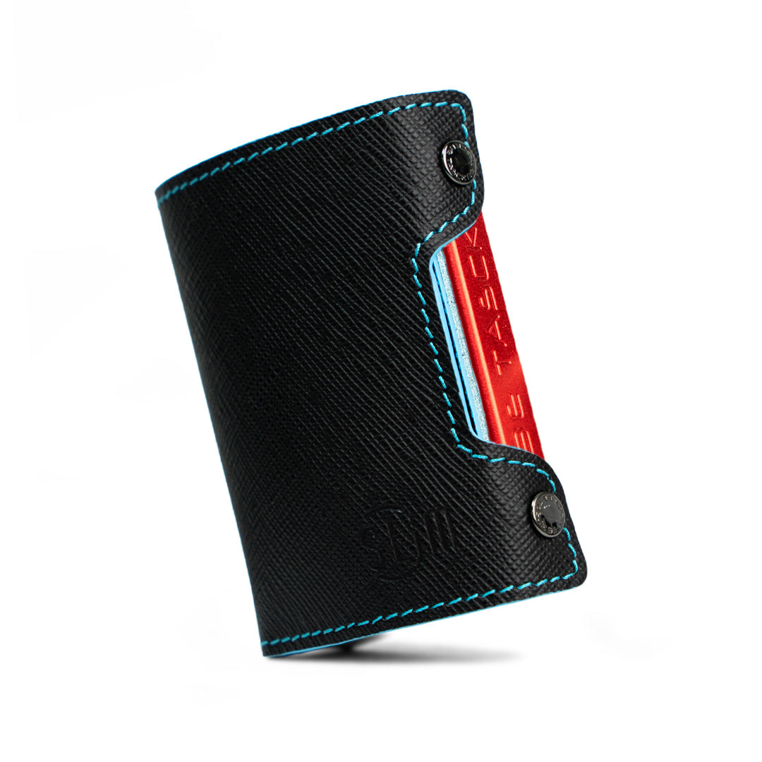 Be Tasck Portacarte Saffiano Nero e Azzurro