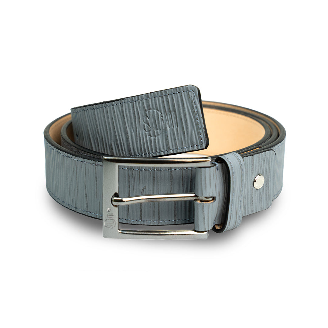SLim Cinture Cintura Epi Grigio 35mm Pelle
