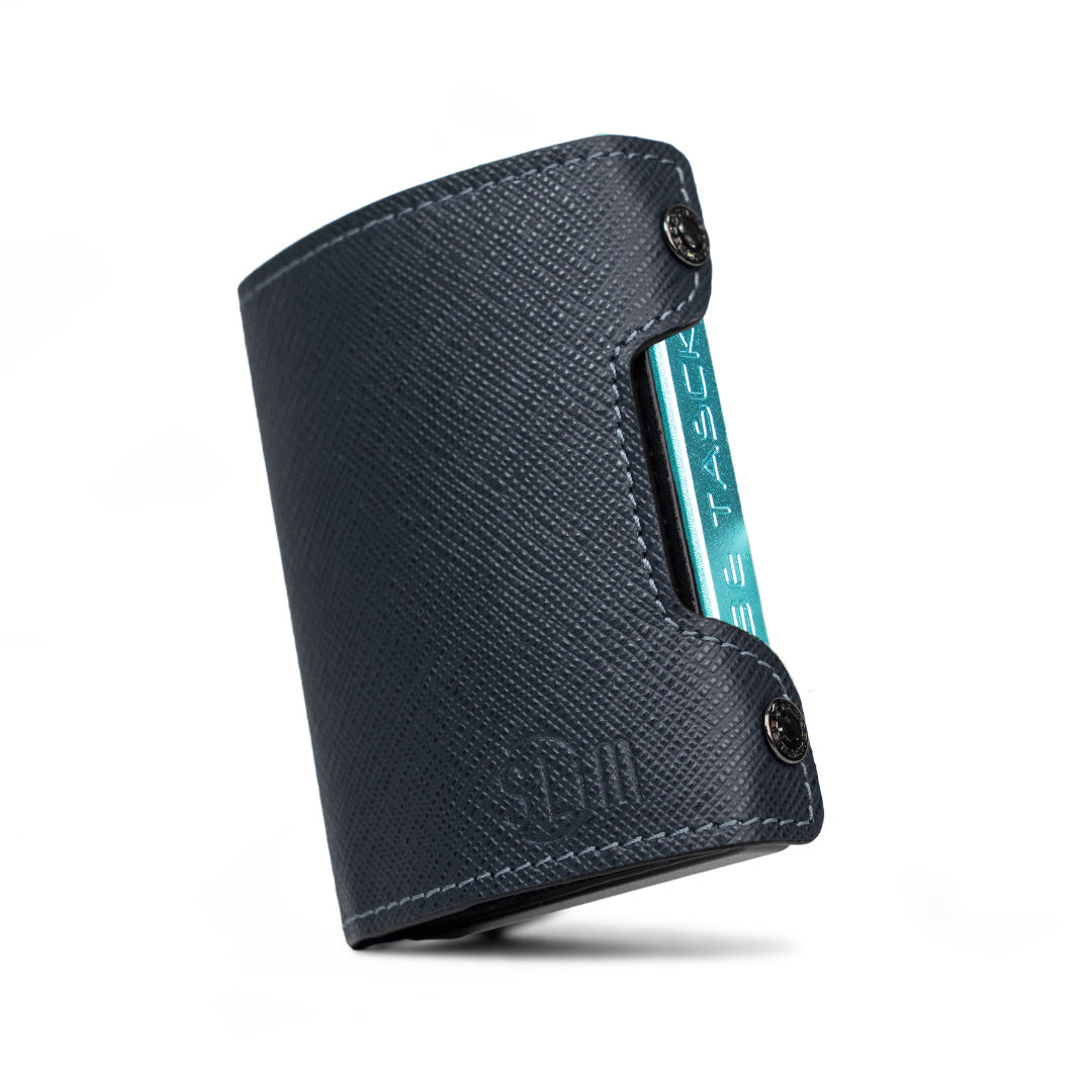 SLim Be Tasck portacarte saffiano blu frame nero
