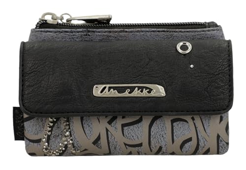 Anekke Crust Portafoglio Donna Patta 14x8cm Nero