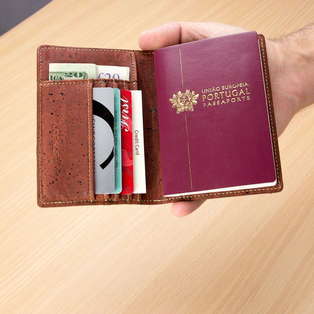 Corkor Wallets Portafoglio Passaporto Rosso Sughero RFID